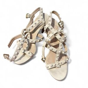Roberto Festa rock stud nude genuine leather heels 8.5